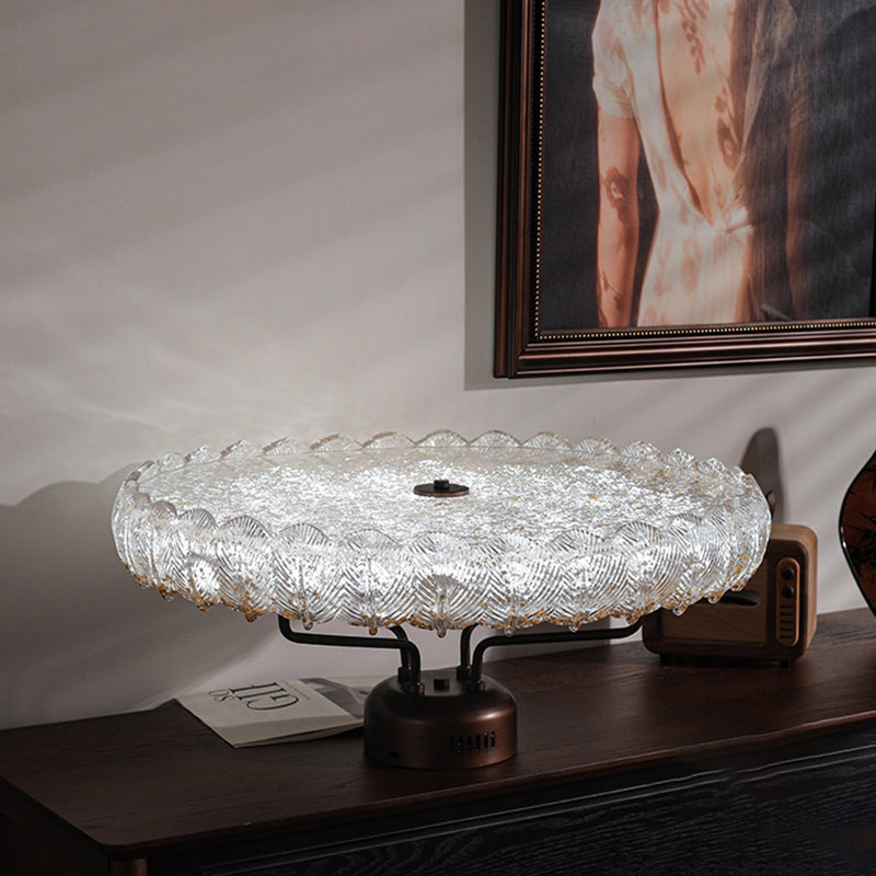 Moderne Mid-Century Eisen und Harz Runde Blattstruktur LED-Halbeinbauleuchte für das Wohnzimmer 