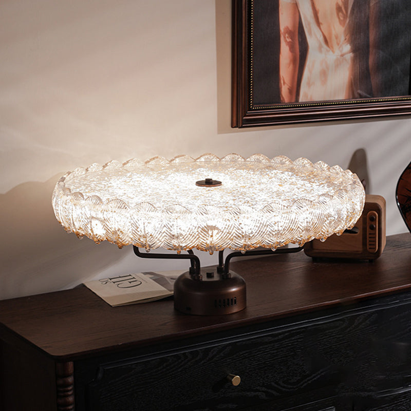 Moderne Mid-Century Eisen und Harz Runde Blattstruktur LED-Halbeinbauleuchte für das Wohnzimmer 