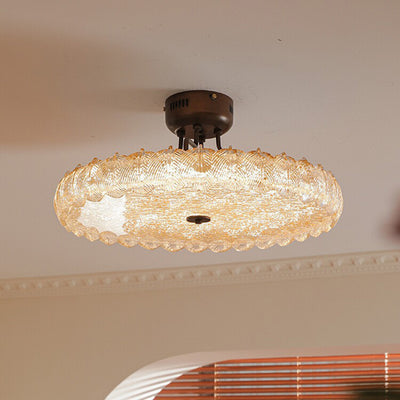Moderne Mid-Century Eisen und Harz Runde Blattstruktur LED-Halbeinbauleuchte für das Wohnzimmer 
