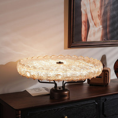 Moderne Mid-Century Eisen und Harz Runde Blattstruktur LED-Halbeinbauleuchte für das Wohnzimmer 