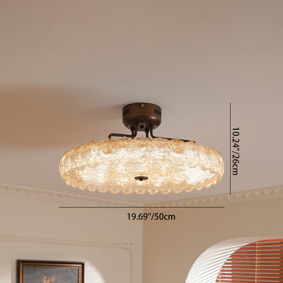 Moderne Mid-Century Eisen und Harz Runde Blattstruktur LED-Halbeinbauleuchte für das Wohnzimmer 