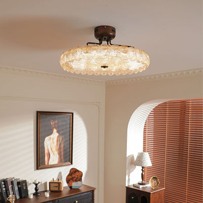 Moderne Mid-Century Eisen und Harz Runde Blattstruktur LED-Halbeinbauleuchte für das Wohnzimmer 