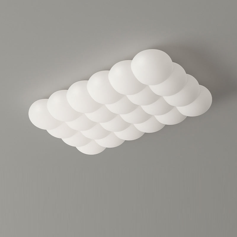 Contemporary Creative Iron & PE Round Square Rectangular Bubble-Shaped LED Flush Mount Ceiling Light For Living Room