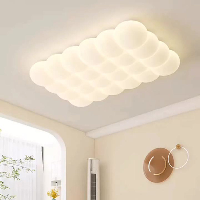 Luz de techo LED montada al ras en forma de burbuja rectangular cuadrada redonda de hierro creativo contemporáneo y PE para sala de estar 