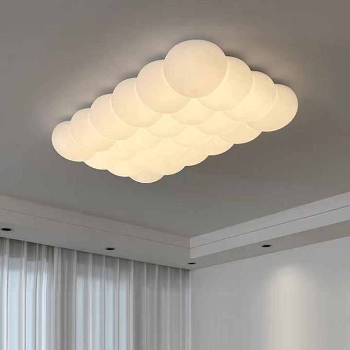 Luz de techo LED montada al ras en forma de burbuja rectangular cuadrada redonda de hierro creativo contemporáneo y PE para sala de estar 