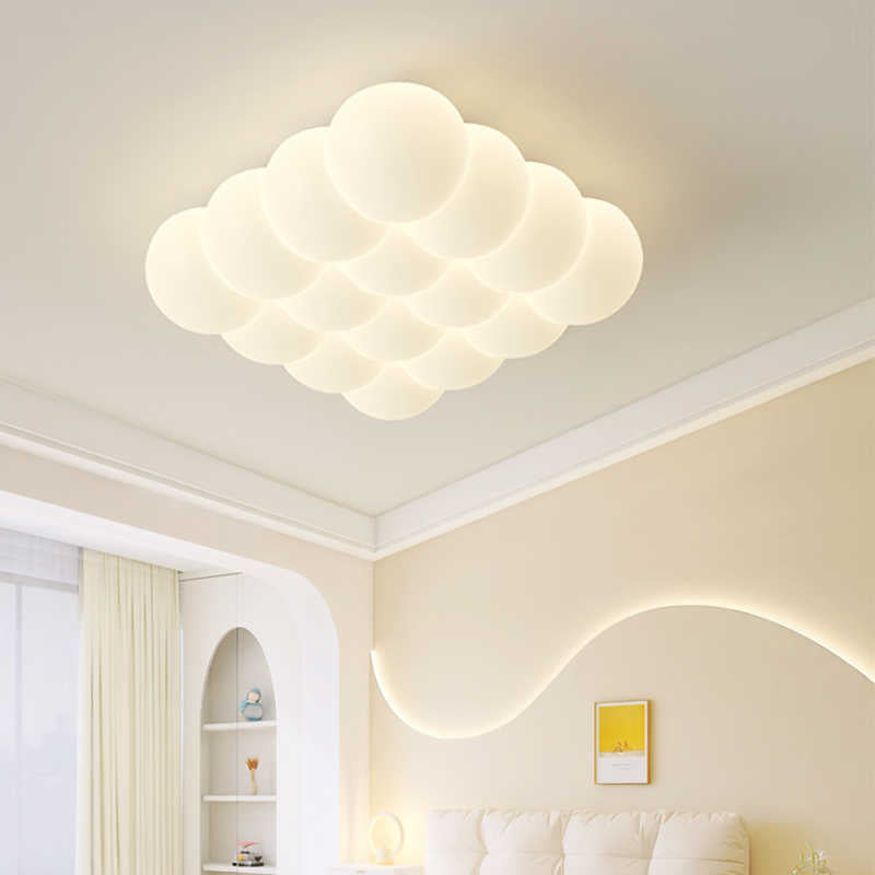 Luz de techo LED montada al ras en forma de burbuja rectangular cuadrada redonda de hierro creativo contemporáneo y PE para sala de estar 