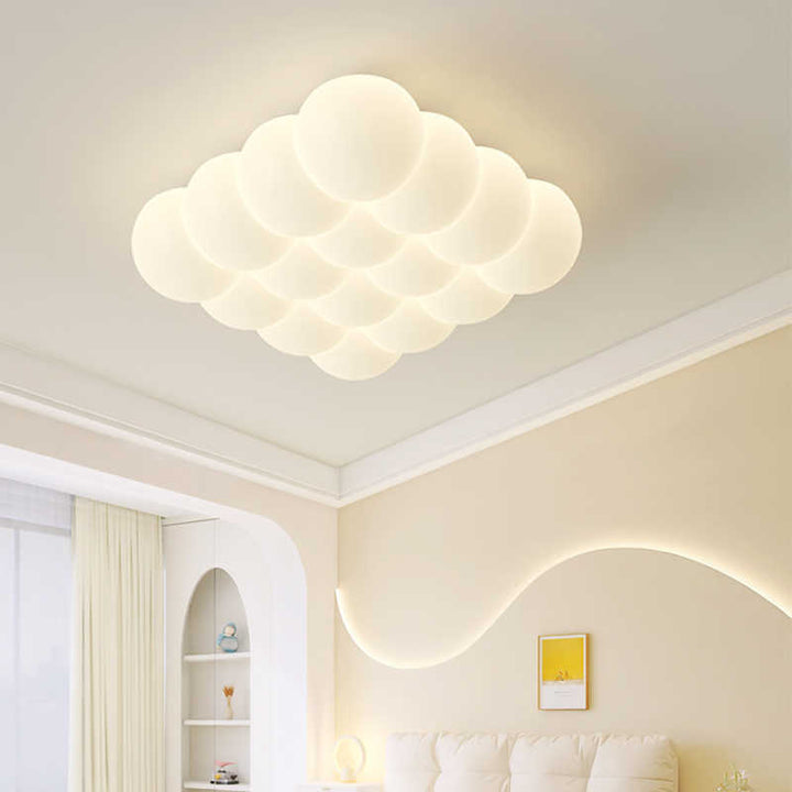 Luz de techo LED montada al ras en forma de burbuja rectangular cuadrada redonda de hierro creativo contemporáneo y PE para sala de estar 