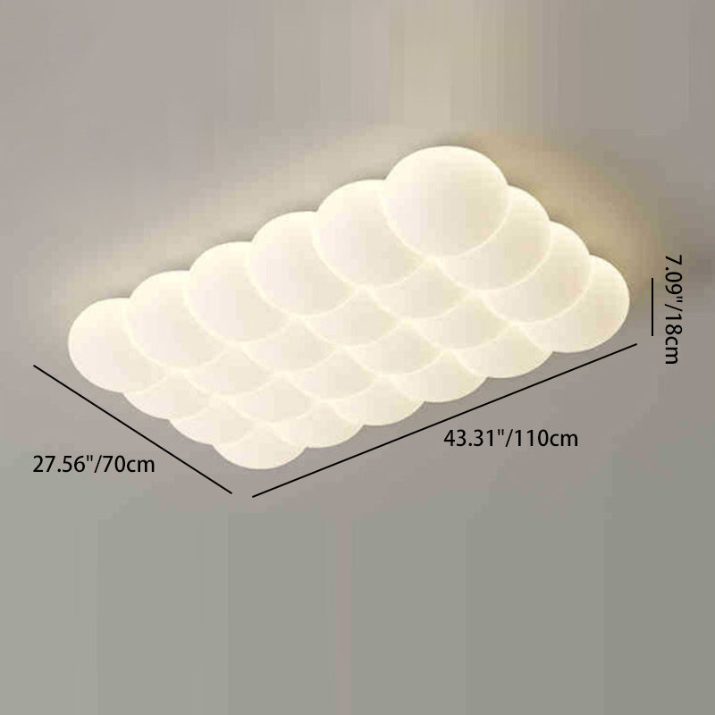 Luz de techo LED montada al ras en forma de burbuja rectangular cuadrada redonda de hierro creativo contemporáneo y PE para sala de estar 