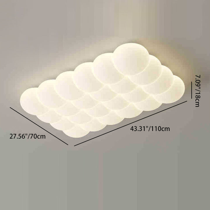 Luz de techo LED montada al ras en forma de burbuja rectangular cuadrada redonda de hierro creativo contemporáneo y PE para sala de estar 