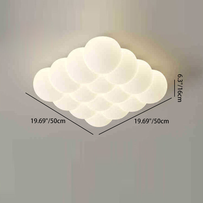 Luz de techo LED montada al ras en forma de burbuja rectangular cuadrada redonda de hierro creativo contemporáneo y PE para sala de estar 