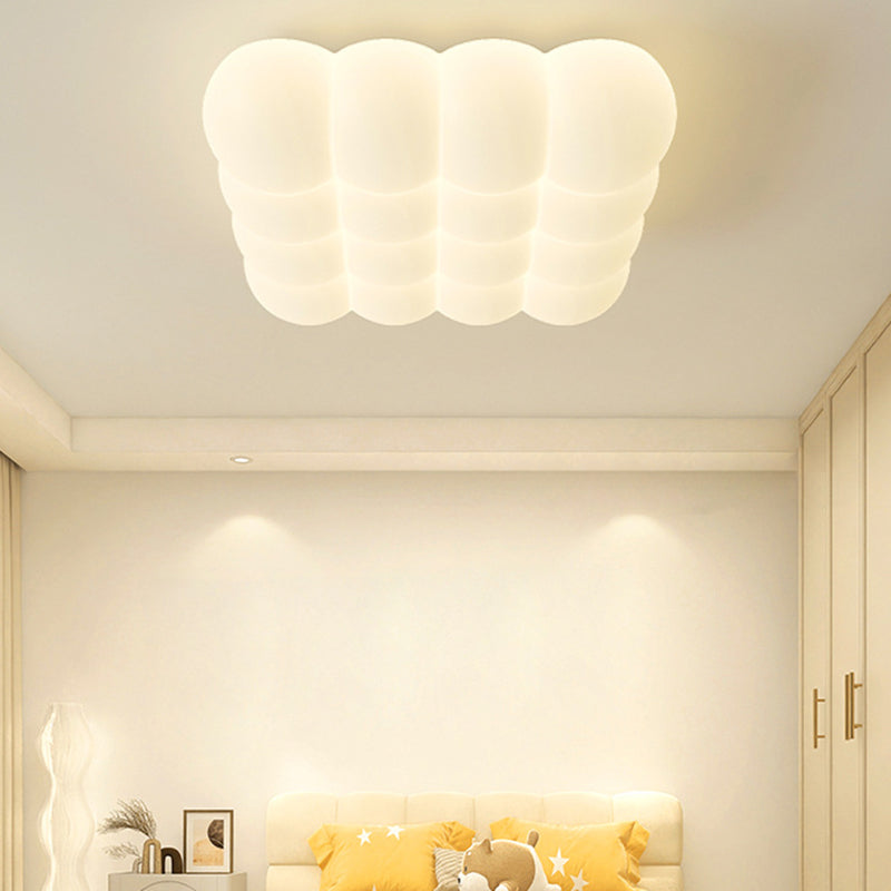 Luz de techo LED montada al ras en forma de burbuja rectangular cuadrada redonda de hierro creativo contemporáneo y PE para sala de estar 