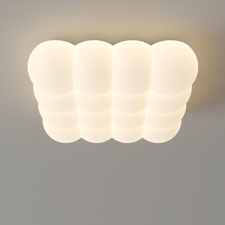 Luz de techo LED montada al ras en forma de burbuja rectangular cuadrada redonda de hierro creativo contemporáneo y PE para sala de estar 