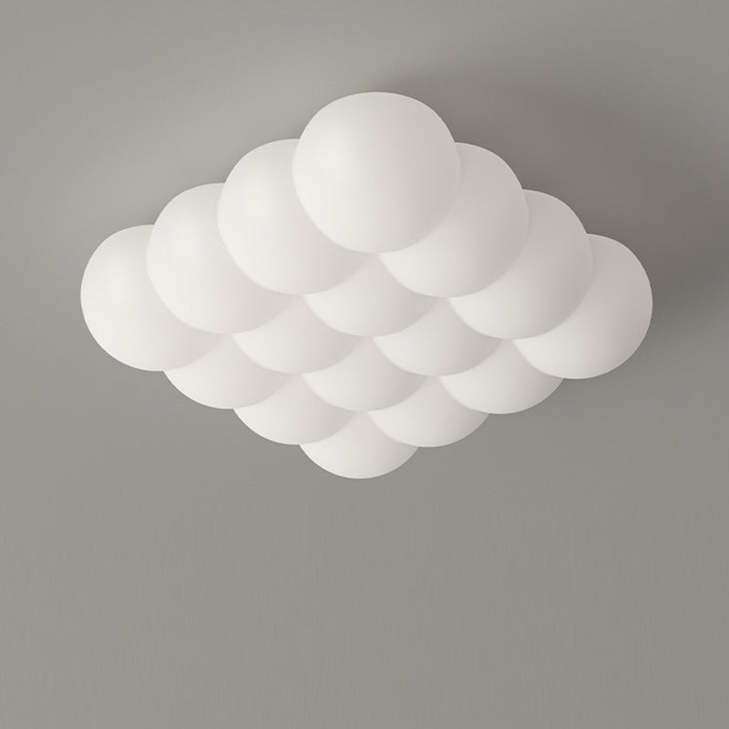 Luz de techo LED montada al ras en forma de burbuja rectangular cuadrada redonda de hierro creativo contemporáneo y PE para sala de estar 