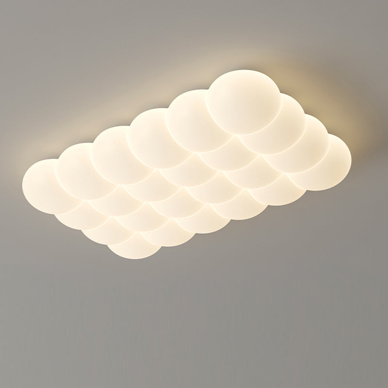 Contemporary Creative Iron & PE Round Square Rectangular Bubble-Shaped LED Flush Mount Ceiling Light For Living Room