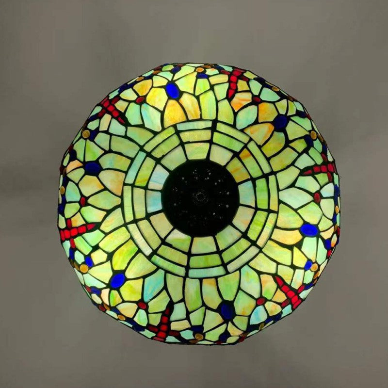 Traditioneller Tiffany-Legierung & Buntglas-Libellenkuppel 3-Licht-Kronleuchter für Wohnzimmer 