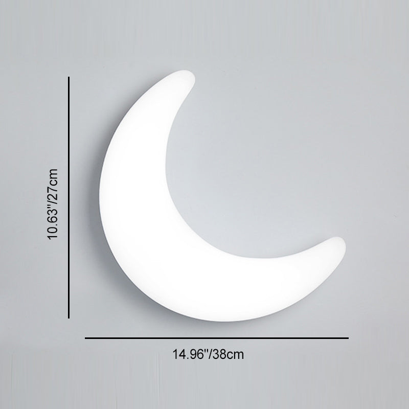 Modern Minimalist Iron & Acrylic Moon LED Wall Sconce Lamp For Kids Bedroom