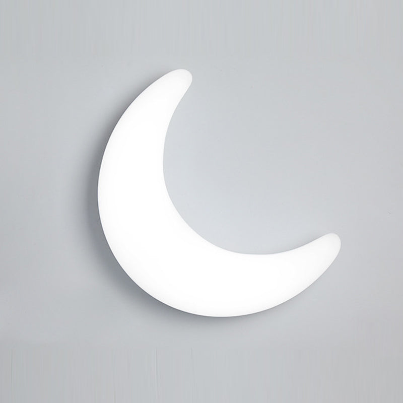 Modern Minimalist Iron & Acrylic Moon LED Wall Sconce Lamp For Kids Bedroom