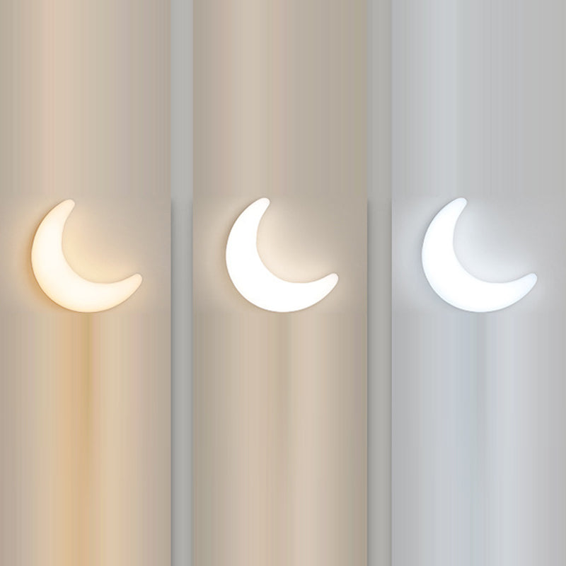 Modern Minimalist Iron & Acrylic Moon LED Wall Sconce Lamp For Kids Bedroom