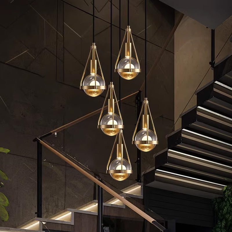 Modern Luxury Brass & Crystal Globe 1-Light Pendant Light For Living Room