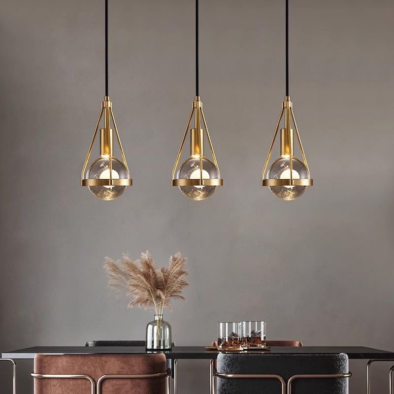 Modern Luxury Brass & Crystal Globe 1-Light Pendant Light For Living Room
