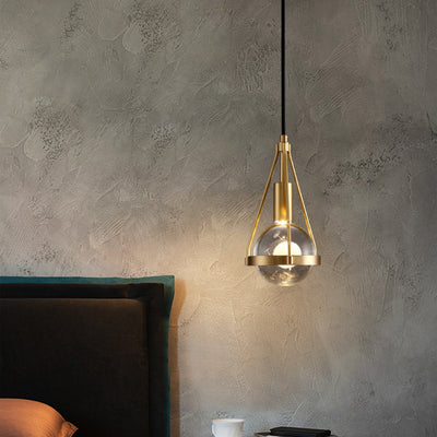 Modern Luxury Brass & Crystal Globe 1-Light Pendant Light For Living Room