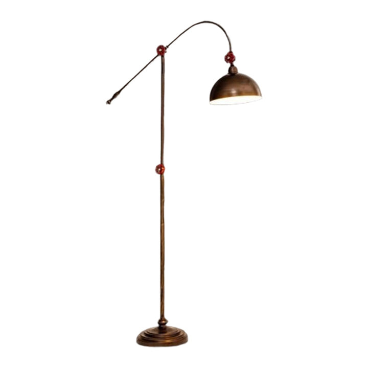Lampe de sol contemporaine à 1 lumière avec canne à pêche et dôme en fer industriel pour salon 