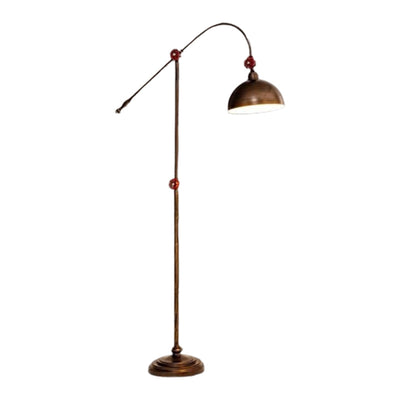Contemporary Industrial Iron Dome Fishing Rod 1-Light Standing Floor Lamp For Living Room