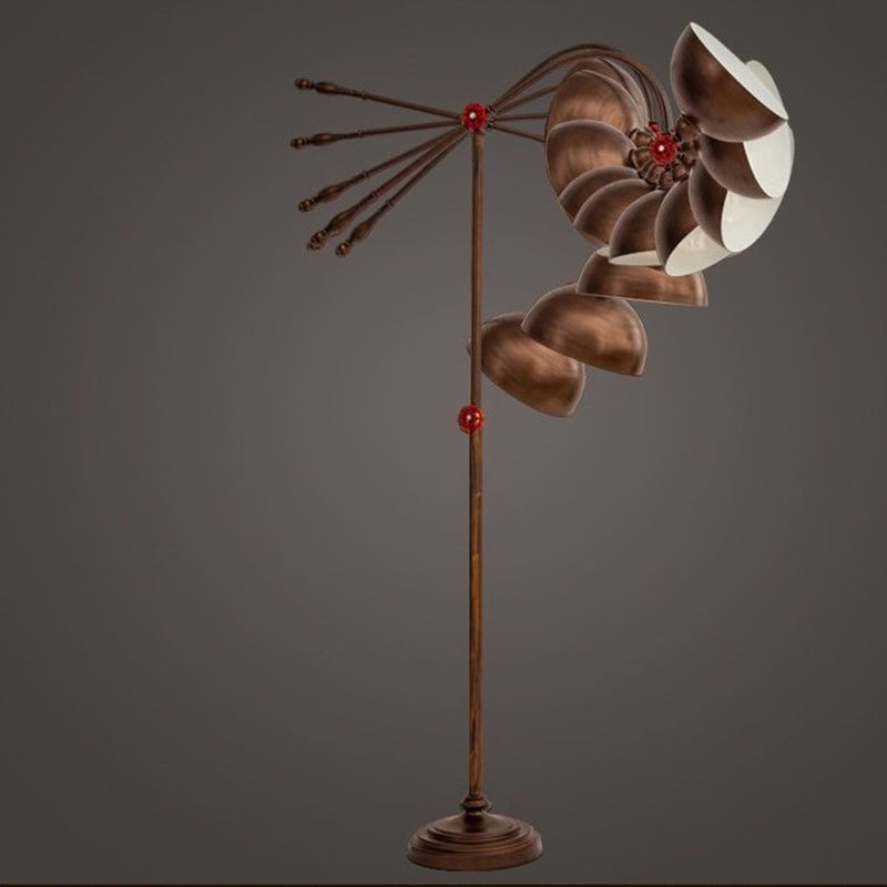 Contemporary Industrial Iron Dome Fishing Rod 1-Light Standing Floor Lamp For Living Room