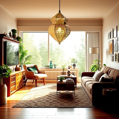Moderne Art-Deco-Eisen-Hohl geschnitzte Ofenförmige 1-Licht Pendelleuchte für Wohnzimmer 