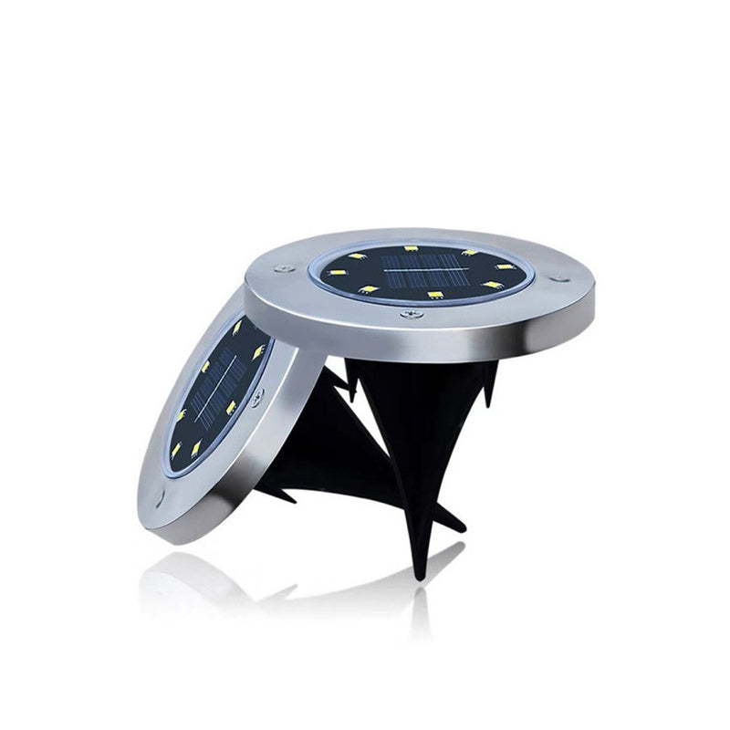 Lumière solaire extérieure LED ronde en acier inoxydable en plastique minimaliste moderne pour jardin 