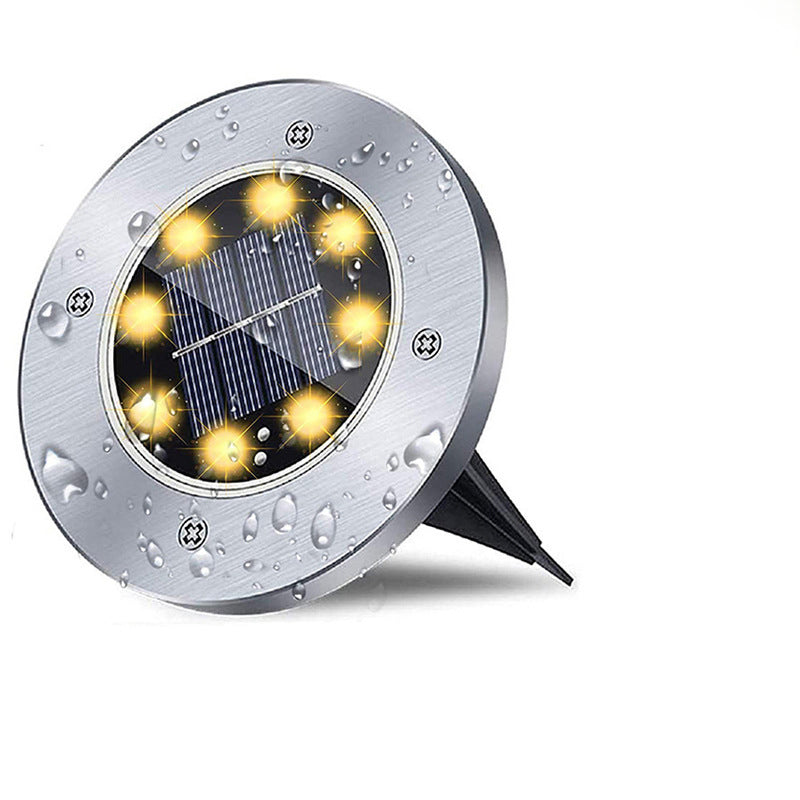 Lumière solaire extérieure LED ronde en acier inoxydable en plastique minimaliste moderne pour jardin 