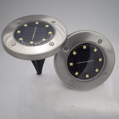 Lumière solaire extérieure LED ronde en acier inoxydable en plastique minimaliste moderne pour jardin 