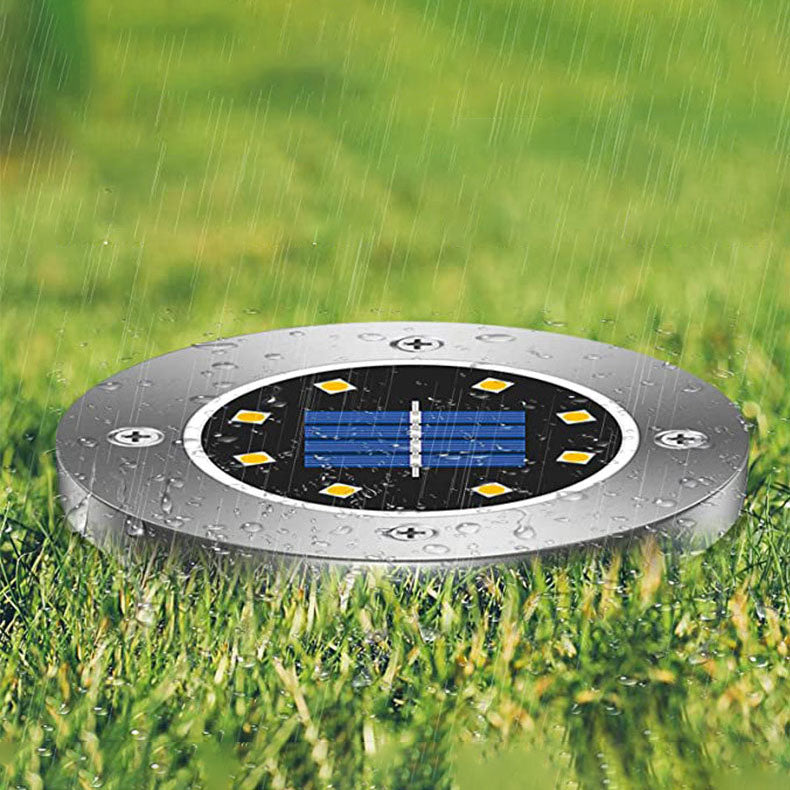 Lumière solaire extérieure LED ronde en acier inoxydable en plastique minimaliste moderne pour jardin 