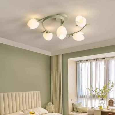 Moderne minimalistische runde Blumenblatt Eisen Aluminium PE LED Halbeinbau-Deckenleuchte für Wohnzimmer 