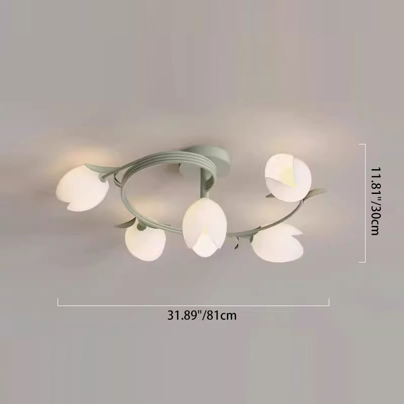 Moderne minimalistische runde Blumenblatt Eisen Aluminium PE LED Halbeinbau-Deckenleuchte für Wohnzimmer 