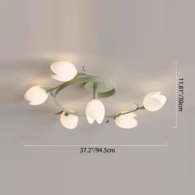 Moderne minimalistische runde Blumenblatt Eisen Aluminium PE LED Halbeinbau-Deckenleuchte für Wohnzimmer 