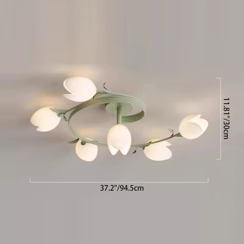 Moderne minimalistische runde Blumenblatt Eisen Aluminium PE LED Halbeinbau-Deckenleuchte für Wohnzimmer 