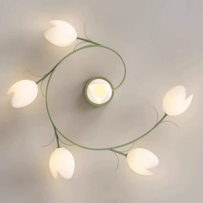 Moderne minimalistische runde Blumenblatt Eisen Aluminium PE LED Halbeinbau-Deckenleuchte für Wohnzimmer 