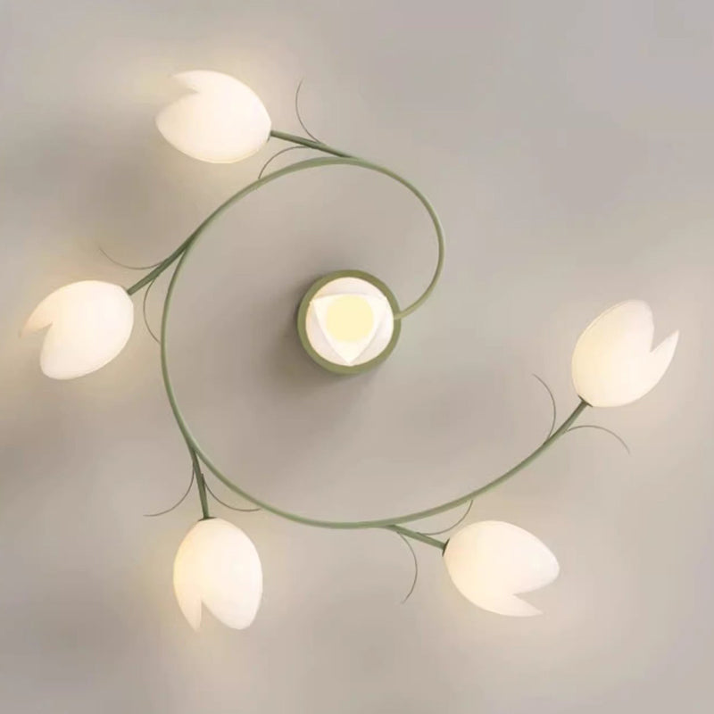 Moderne minimalistische runde Blumenblatt Eisen Aluminium PE LED Halbeinbau-Deckenleuchte für Wohnzimmer 