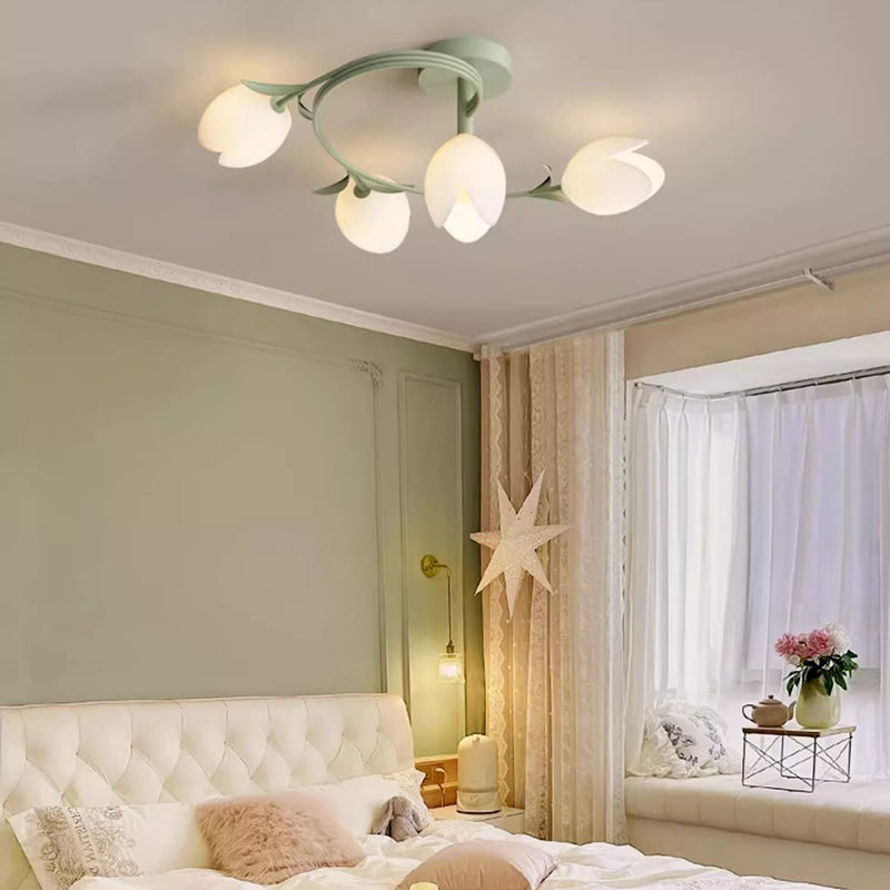 Moderne minimalistische runde Blumenblatt Eisen Aluminium PE LED Halbeinbau-Deckenleuchte für Wohnzimmer 