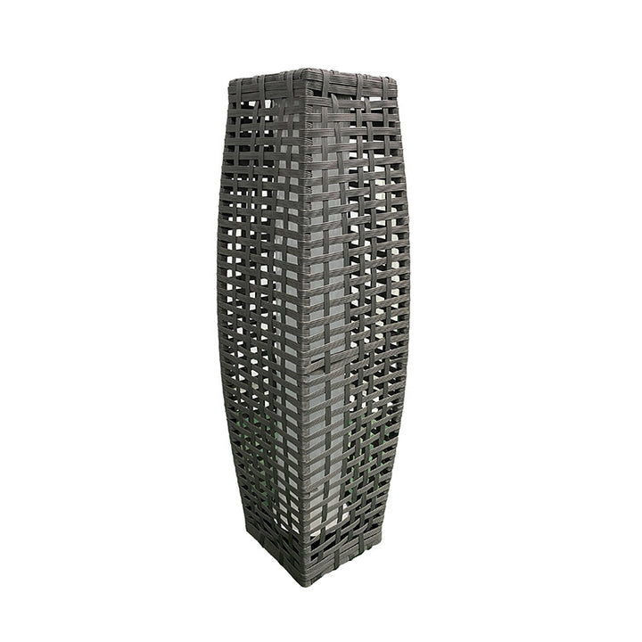 Lampe de sol LED moderne Art Déco extérieure à énergie solaire avec colonne creuse en PE imitation rotin pour jardin 