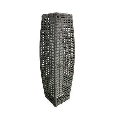Modern Art Deco Outdoor Solar Column Hollow Projection PE Faux Rattan Hardware LED Standing Floor Lamp For Garden