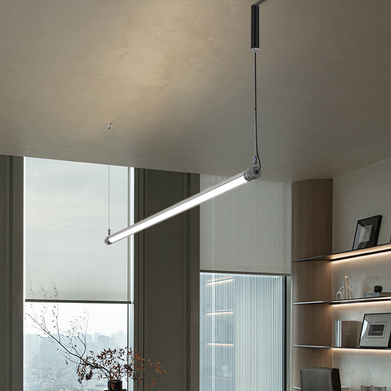 Suspension LED à intensité variable - Éclairage linéaire industriel en aluminium pour bureau à domicile 