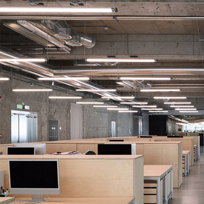 Suspension LED à intensité variable - Éclairage linéaire industriel en aluminium pour bureau à domicile 