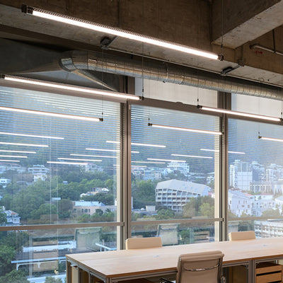 Suspension LED à intensité variable - Éclairage linéaire industriel en aluminium pour bureau à domicile 