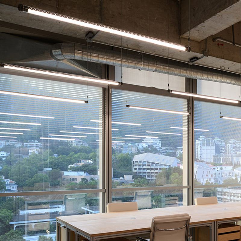Suspension LED à intensité variable - Éclairage linéaire industriel en aluminium pour bureau à domicile 