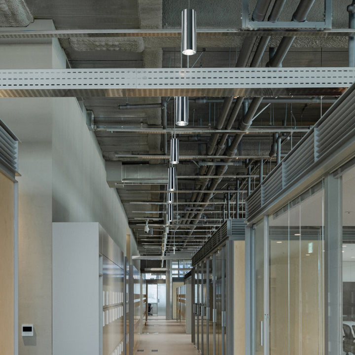 Lámpara colgante cilíndrica LED industrial - Luz de foco colgante ajustable para hogar, oficina y recepción 