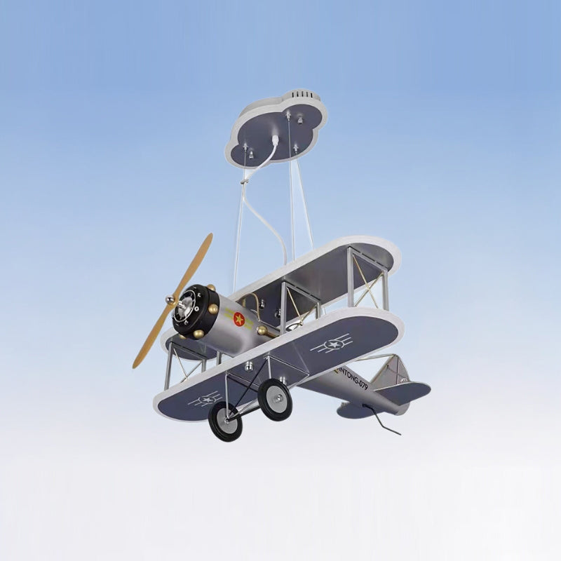 Zeitgenössischer kreativer Kinder Eisenharz Acryl Flugzeug LED Kronleuchter für Schlafzimmer 
