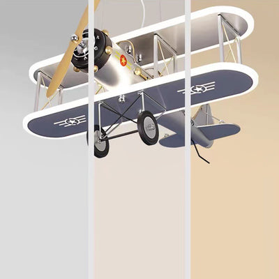 Contemporary Creative Kid Iron Resin Acrylic Airplane LED Chandelier For Bedroom