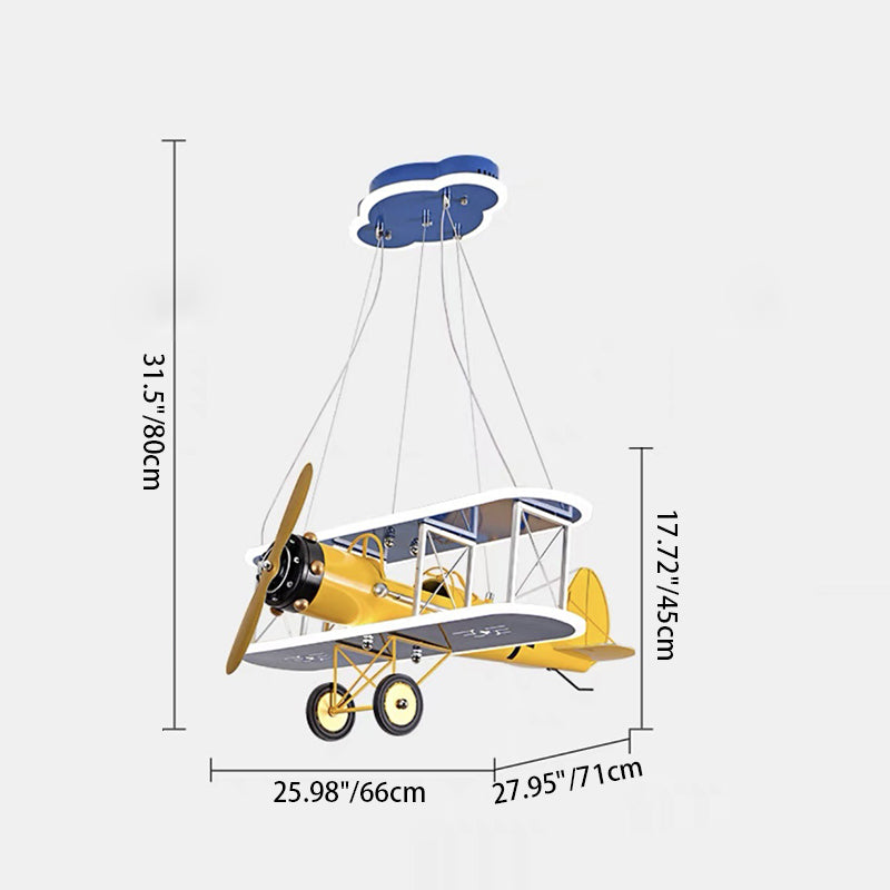 Zeitgenössischer kreativer Kinder Eisenharz Acryl Flugzeug LED Kronleuchter für Schlafzimmer 